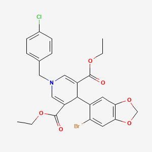 molecular formula C25H23BrClNO6 B4261370 diethyl 4-(6-bromo-1,3-benzodioxol-5-yl)-1-(4-chlorobenzyl)-1,4-dihydro-3,5-pyridinedicarboxylate 
