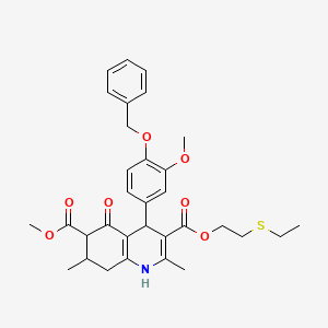 molecular formula C32H37NO7S B4261408 3-[2-(ethylthio)ethyl] 6-methyl 4-[4-(benzyloxy)-3-methoxyphenyl]-2,7-dimethyl-5-oxo-1,4,5,6,7,8-hexahydro-3,6-quinolinedicarboxylate 