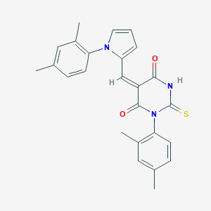 molecular formula C25H23N3O2S B426144 (5E)-1-(2,4-dimethylphenyl)-5-{[1-(2,4-dimethylphenyl)-1H-pyrrol-2-yl]methylidene}-2-thioxodihydropyrimidine-4,6(1H,5H)-dione 