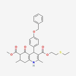 molecular formula C31H35NO6S B4261445 3-[2-(ethylthio)ethyl] 6-methyl 4-[4-(benzyloxy)phenyl]-2,7-dimethyl-5-oxo-1,4,5,6,7,8-hexahydro-3,6-quinolinedicarboxylate 