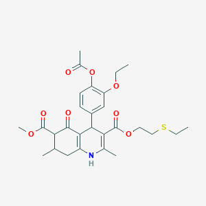 3-[2-(ethylthio)ethyl] 6-methyl 4-[4-(acetyloxy)-3-ethoxyphenyl]-2,7-dimethyl-5-oxo-1,4,5,6,7,8-hexahydro-3,6-quinolinedicarboxylate