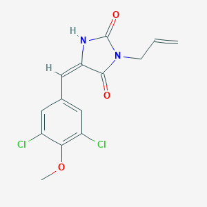 molecular formula C14H12Cl2N2O3 B426146 (5E)-5-(3,5-dichloro-4-methoxybenzylidene)-3-(prop-2-en-1-yl)imidazolidine-2,4-dione 