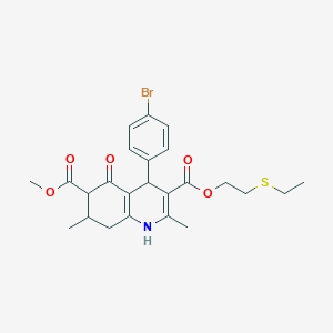 molecular formula C24H28BrNO5S B4261466 3-[2-(ethylthio)ethyl] 6-methyl 4-(4-bromophenyl)-2,7-dimethyl-5-oxo-1,4,5,6,7,8-hexahydro-3,6-quinolinedicarboxylate 