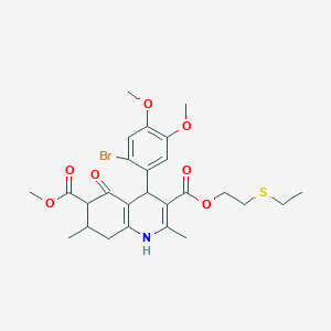 molecular formula C26H32BrNO7S B4261468 3-[2-(ethylthio)ethyl] 6-methyl 4-(2-bromo-4,5-dimethoxyphenyl)-2,7-dimethyl-5-oxo-1,4,5,6,7,8-hexahydro-3,6-quinolinedicarboxylate 