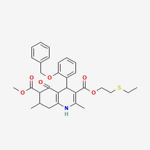molecular formula C31H35NO6S B4261474 3-[2-(ethylthio)ethyl] 6-methyl 4-[2-(benzyloxy)phenyl]-2,7-dimethyl-5-oxo-1,4,5,6,7,8-hexahydro-3,6-quinolinedicarboxylate 