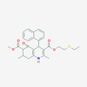 molecular formula C28H31NO5S B4261514 3-[2-(ethylthio)ethyl] 6-methyl 2,7-dimethyl-4-(1-naphthyl)-5-oxo-1,4,5,6,7,8-hexahydro-3,6-quinolinedicarboxylate 