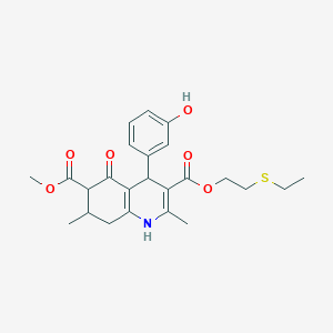 molecular formula C24H29NO6S B4261516 3-[2-(ethylthio)ethyl] 6-methyl 4-(3-hydroxyphenyl)-2,7-dimethyl-5-oxo-1,4,5,6,7,8-hexahydro-3,6-quinolinedicarboxylate 