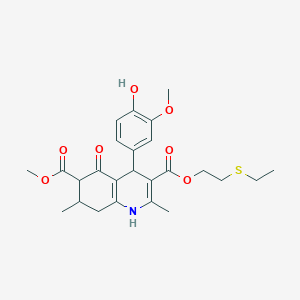 molecular formula C25H31NO7S B4261522 3-[2-(ethylthio)ethyl] 6-methyl 4-(4-hydroxy-3-methoxyphenyl)-2,7-dimethyl-5-oxo-1,4,5,6,7,8-hexahydro-3,6-quinolinedicarboxylate 