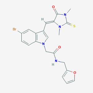 molecular formula C21H19BrN4O3S B426153 2-{5-bromo-3-[(1,3-dimethyl-5-oxo-2-thioxo-4-imidazolidinylidene)methyl]-1H-indol-1-yl}-N-(2-furylmethyl)acetamide 