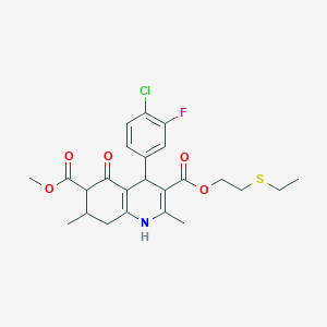 molecular formula C24H27ClFNO5S B4261551 3-[2-(ethylthio)ethyl] 6-methyl 4-(4-chloro-3-fluorophenyl)-2,7-dimethyl-5-oxo-1,4,5,6,7,8-hexahydro-3,6-quinolinedicarboxylate 