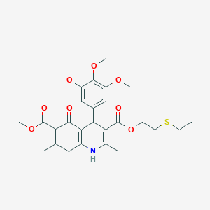 molecular formula C27H35NO8S B4261582 3-[2-(ethylthio)ethyl] 6-methyl 2,7-dimethyl-5-oxo-4-(3,4,5-trimethoxyphenyl)-1,4,5,6,7,8-hexahydro-3,6-quinolinedicarboxylate 