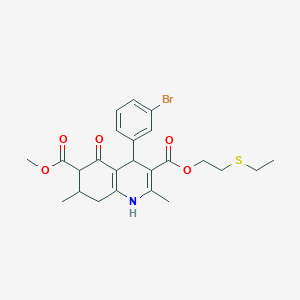molecular formula C24H28BrNO5S B4261588 3-[2-(ethylthio)ethyl] 6-methyl 4-(3-bromophenyl)-2,7-dimethyl-5-oxo-1,4,5,6,7,8-hexahydro-3,6-quinolinedicarboxylate 