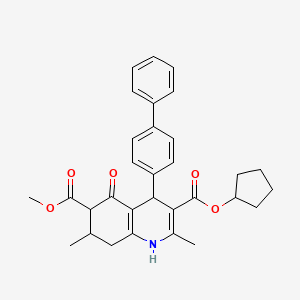 molecular formula C31H33NO5 B4261603 3-cyclopentyl 6-methyl 4-(4-biphenylyl)-2,7-dimethyl-5-oxo-1,4,5,6,7,8-hexahydro-3,6-quinolinedicarboxylate 