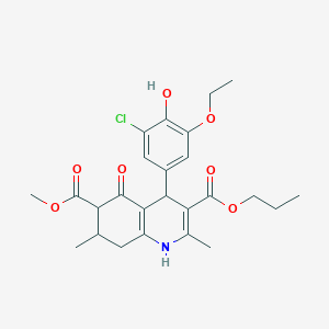 molecular formula C25H30ClNO7 B4261611 6-methyl 3-propyl 4-(3-chloro-5-ethoxy-4-hydroxyphenyl)-2,7-dimethyl-5-oxo-1,4,5,6,7,8-hexahydro-3,6-quinolinedicarboxylate 