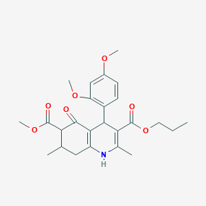 molecular formula C25H31NO7 B4261635 6-methyl 3-propyl 4-(2,4-dimethoxyphenyl)-2,7-dimethyl-5-oxo-1,4,5,6,7,8-hexahydro-3,6-quinolinedicarboxylate 