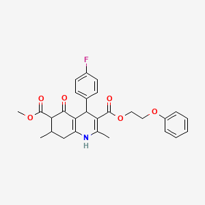 6-methyl 3-(2-phenoxyethyl) 4-(4-fluorophenyl)-2,7-dimethyl-5-oxo-1,4,5,6,7,8-hexahydro-3,6-quinolinedicarboxylate