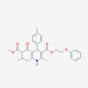 molecular formula C29H31NO6 B4261690 6-methyl 3-(2-phenoxyethyl) 2,7-dimethyl-4-(4-methylphenyl)-5-oxo-1,4,5,6,7,8-hexahydro-3,6-quinolinedicarboxylate 