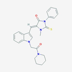 molecular formula C26H26N4O2S B426170 1-methyl-5-({1-[2-oxo-2-(1-piperidinyl)ethyl]-1H-indol-3-yl}methylene)-3-phenyl-2-thioxo-4-imidazolidinone 