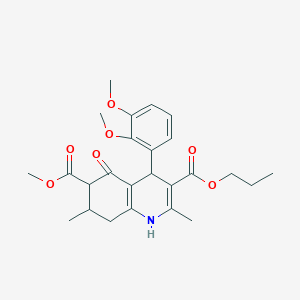 molecular formula C25H31NO7 B4261705 6-methyl 3-propyl 4-(2,3-dimethoxyphenyl)-2,7-dimethyl-5-oxo-1,4,5,6,7,8-hexahydro-3,6-quinolinedicarboxylate 