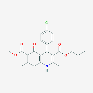 molecular formula C23H26ClNO5 B4261709 6-methyl 3-propyl 4-(4-chlorophenyl)-2,7-dimethyl-5-oxo-1,4,5,6,7,8-hexahydro-3,6-quinolinedicarboxylate 