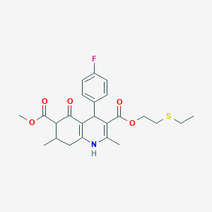 molecular formula C24H28FNO5S B4261726 3-[2-(ethylthio)ethyl] 6-methyl 4-(4-fluorophenyl)-2,7-dimethyl-5-oxo-1,4,5,6,7,8-hexahydro-3,6-quinolinedicarboxylate 