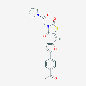 molecular formula C22H20N2O5S B426173 5-{[5-(4-Acetylphenyl)-2-furyl]methylene}-3-[2-oxo-2-(1-pyrrolidinyl)ethyl]-1,3-thiazolidine-2,4-dione 