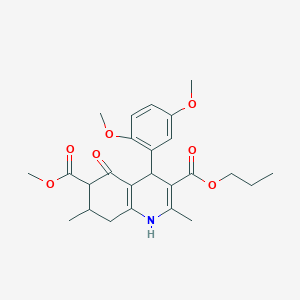 molecular formula C25H31NO7 B4261733 6-methyl 3-propyl 4-(2,5-dimethoxyphenyl)-2,7-dimethyl-5-oxo-1,4,5,6,7,8-hexahydro-3,6-quinolinedicarboxylate 