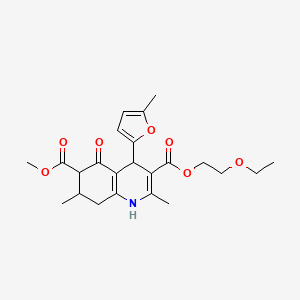 molecular formula C23H29NO7 B4261740 3-(2-ethoxyethyl) 6-methyl 2,7-dimethyl-4-(5-methyl-2-furyl)-5-oxo-1,4,5,6,7,8-hexahydro-3,6-quinolinedicarboxylate 