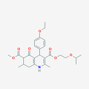 molecular formula C27H35NO7 B4261746 3-(2-isopropoxyethyl) 6-methyl 4-(4-ethoxyphenyl)-2,7-dimethyl-5-oxo-1,4,5,6,7,8-hexahydro-3,6-quinolinedicarboxylate 