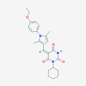 molecular formula C25H29N3O4 B426175 1-cyclohexyl-5-{[1-(4-ethoxyphenyl)-2,5-dimethyl-1H-pyrrol-3-yl]methylene}-2,4,6(1H,3H,5H)-pyrimidinetrione 