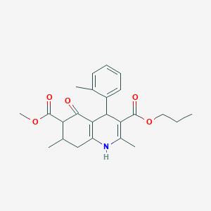 molecular formula C24H29NO5 B4261750 6-methyl 3-propyl 2,7-dimethyl-4-(2-methylphenyl)-5-oxo-1,4,5,6,7,8-hexahydro-3,6-quinolinedicarboxylate 