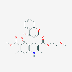 molecular formula C26H27NO8 B4261764 3-(2-methoxyethyl) 6-methyl 2,7-dimethyl-5-oxo-4-(4-oxo-4H-chromen-3-yl)-1,4,5,6,7,8-hexahydro-3,6-quinolinedicarboxylate 