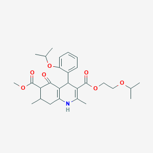 molecular formula C28H37NO7 B4261771 3-(2-isopropoxyethyl) 6-methyl 4-(2-isopropoxyphenyl)-2,7-dimethyl-5-oxo-1,4,5,6,7,8-hexahydro-3,6-quinolinedicarboxylate 