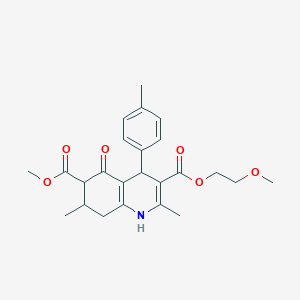 molecular formula C24H29NO6 B4261777 3-(2-methoxyethyl) 6-methyl 2,7-dimethyl-4-(4-methylphenyl)-5-oxo-1,4,5,6,7,8-hexahydro-3,6-quinolinedicarboxylate 