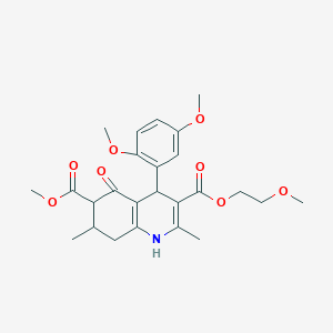 molecular formula C25H31NO8 B4261785 3-(2-methoxyethyl) 6-methyl 4-(2,5-dimethoxyphenyl)-2,7-dimethyl-5-oxo-1,4,5,6,7,8-hexahydro-3,6-quinolinedicarboxylate 