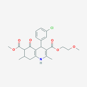 molecular formula C23H26ClNO6 B4261787 3-(2-methoxyethyl) 6-methyl 4-(3-chlorophenyl)-2,7-dimethyl-5-oxo-1,4,5,6,7,8-hexahydro-3,6-quinolinedicarboxylate 