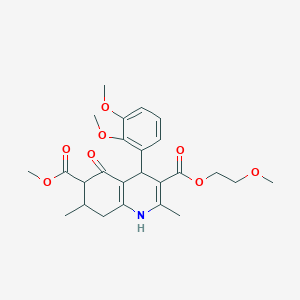 molecular formula C25H31NO8 B4261796 3-(2-methoxyethyl) 6-methyl 4-(2,3-dimethoxyphenyl)-2,7-dimethyl-5-oxo-1,4,5,6,7,8-hexahydro-3,6-quinolinedicarboxylate 