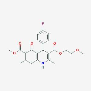 molecular formula C23H26FNO6 B4261810 3-(2-methoxyethyl) 6-methyl 4-(4-fluorophenyl)-2,7-dimethyl-5-oxo-1,4,5,6,7,8-hexahydro-3,6-quinolinedicarboxylate 