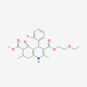 molecular formula C24H28FNO6 B4261813 3-(2-ethoxyethyl) 6-methyl 4-(2-fluorophenyl)-2,7-dimethyl-5-oxo-1,4,5,6,7,8-hexahydro-3,6-quinolinedicarboxylate 