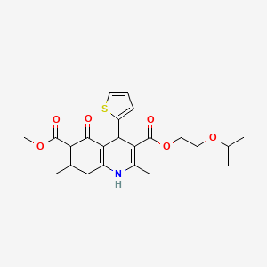 molecular formula C23H29NO6S B4261815 3-(2-isopropoxyethyl) 6-methyl 2,7-dimethyl-5-oxo-4-(2-thienyl)-1,4,5,6,7,8-hexahydro-3,6-quinolinedicarboxylate 
