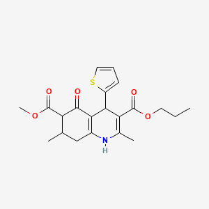 molecular formula C21H25NO5S B4261820 6-methyl 3-propyl 2,7-dimethyl-5-oxo-4-(2-thienyl)-1,4,5,6,7,8-hexahydro-3,6-quinolinedicarboxylate 