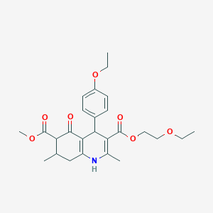molecular formula C26H33NO7 B4261823 3-(2-ethoxyethyl) 6-methyl 4-(4-ethoxyphenyl)-2,7-dimethyl-5-oxo-1,4,5,6,7,8-hexahydro-3,6-quinolinedicarboxylate 