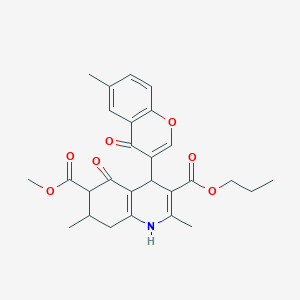 molecular formula C27H29NO7 B4261839 6-methyl 3-propyl 2,7-dimethyl-4-(6-methyl-4-oxo-4H-chromen-3-yl)-5-oxo-1,4,5,6,7,8-hexahydro-3,6-quinolinedicarboxylate 