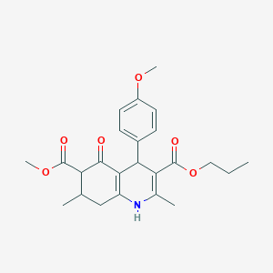 molecular formula C24H29NO6 B4261846 6-methyl 3-propyl 4-(4-methoxyphenyl)-2,7-dimethyl-5-oxo-1,4,5,6,7,8-hexahydro-3,6-quinolinedicarboxylate 