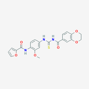 molecular formula C22H19N3O6S B426185 N-({4-[(furan-2-ylcarbonyl)amino]-3-methoxyphenyl}carbamothioyl)-2,3-dihydro-1,4-benzodioxine-6-carboxamide 