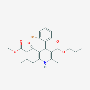 molecular formula C23H26BrNO5 B4261874 6-methyl 3-propyl 4-(2-bromophenyl)-2,7-dimethyl-5-oxo-1,4,5,6,7,8-hexahydro-3,6-quinolinedicarboxylate 