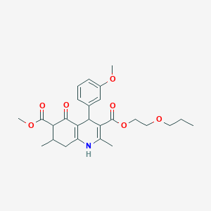 molecular formula C26H33NO7 B4261880 6-methyl 3-(2-propoxyethyl) 4-(3-methoxyphenyl)-2,7-dimethyl-5-oxo-1,4,5,6,7,8-hexahydro-3,6-quinolinedicarboxylate 