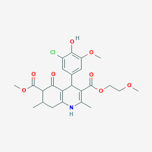molecular formula C24H28ClNO8 B4261906 3-(2-methoxyethyl) 6-methyl 4-(3-chloro-4-hydroxy-5-methoxyphenyl)-2,7-dimethyl-5-oxo-1,4,5,6,7,8-hexahydro-3,6-quinolinedicarboxylate 