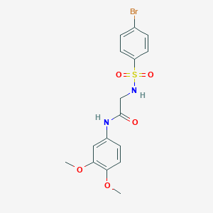 molecular formula C16H17BrN2O5S B426191 2-{[(4-bromophenyl)sulfonyl]amino}-N-(3,4-dimethoxyphenyl)acetamide 