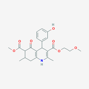 molecular formula C23H27NO7 B4261910 3-(2-methoxyethyl) 6-methyl 4-(3-hydroxyphenyl)-2,7-dimethyl-5-oxo-1,4,5,6,7,8-hexahydro-3,6-quinolinedicarboxylate 
